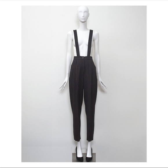 Jean Paul GaultierāVintage Couture Pinstripe Suspender Trousers - Picture 1 of 8